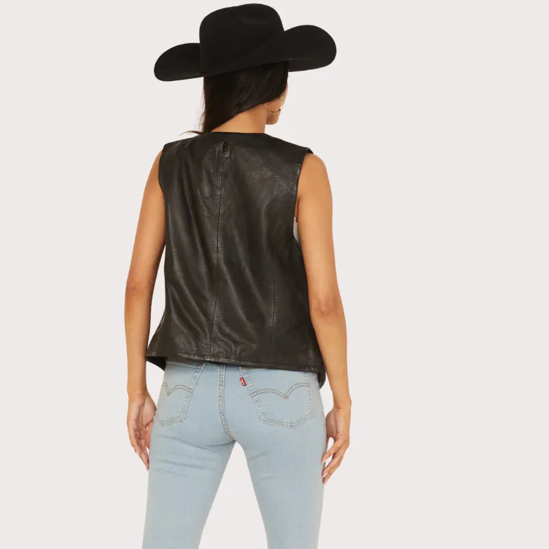 Mauritius Leather Women’s Button-Down Leather Vest