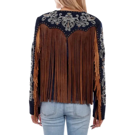 Scully Women’s Embroidered Studded Fringe Jacket