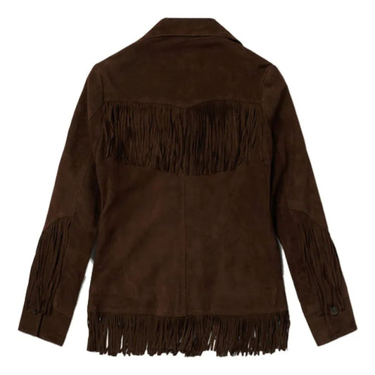 Brown Lamb Suede Fringed Jacket
