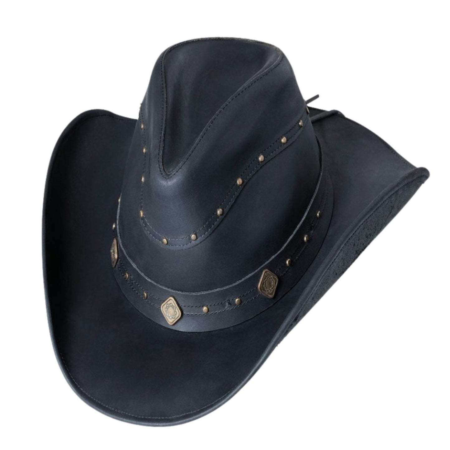 Western Cowboy Dundee Leather Hat front view