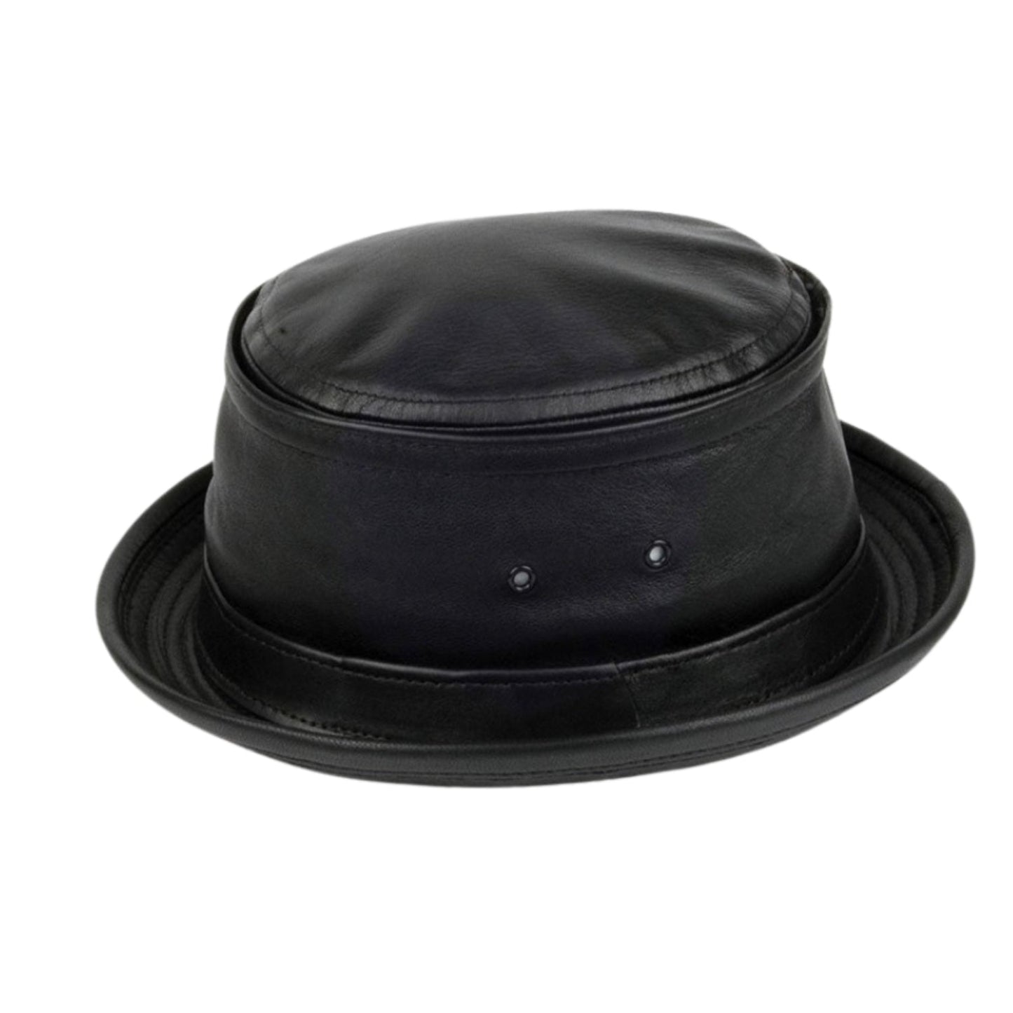 American Style Hat Co. Leather Bucket Hat Black front view