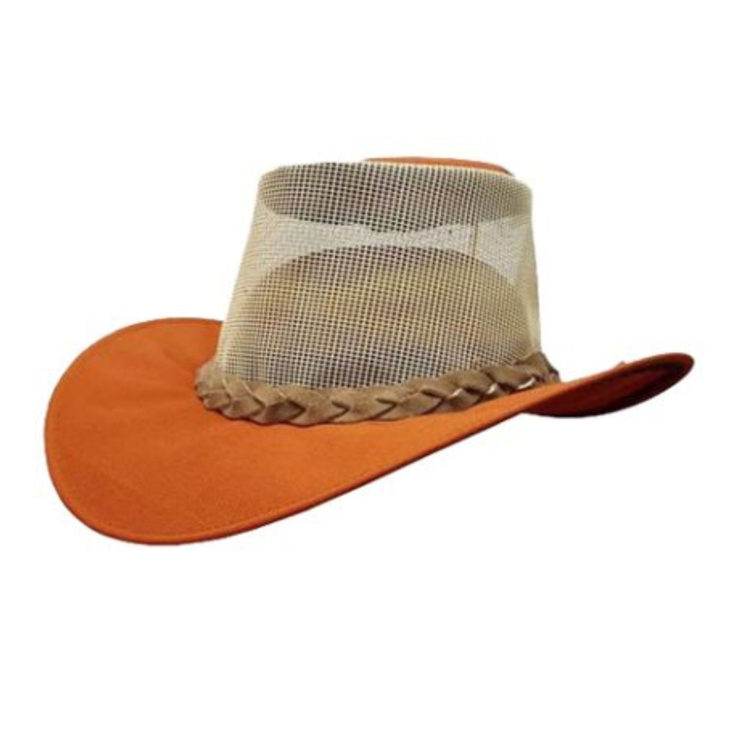 Orange Cowboy Hat With Mesh side view