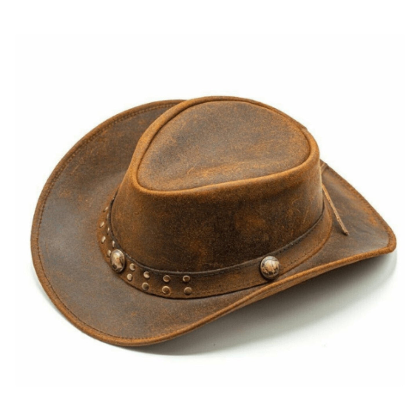 Genuine Leather Brown Cowboy Western Hat back view