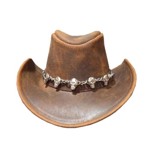 Leather Skull Cowboy Hat side view