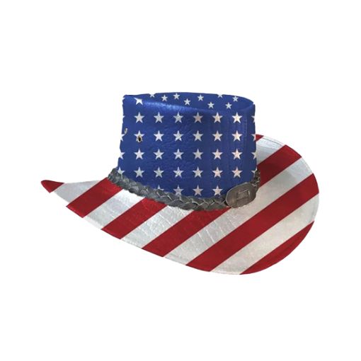 American Flag Cowboy Hat USA Flag Hat shown from the front, highlighting the crown and brim shape