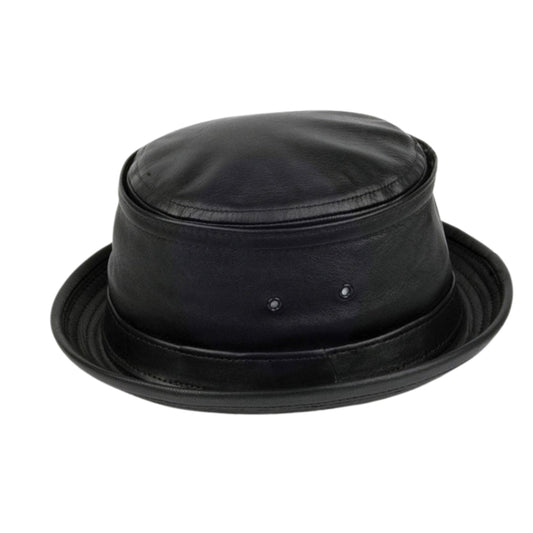 American Style Leather Bucket Hat shown from the front, highlighting the crown and brim shape