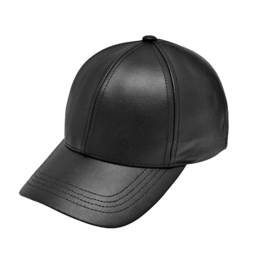 Baseball Fitted Leather Cap shown from the front, highlighting the crown and brim shape