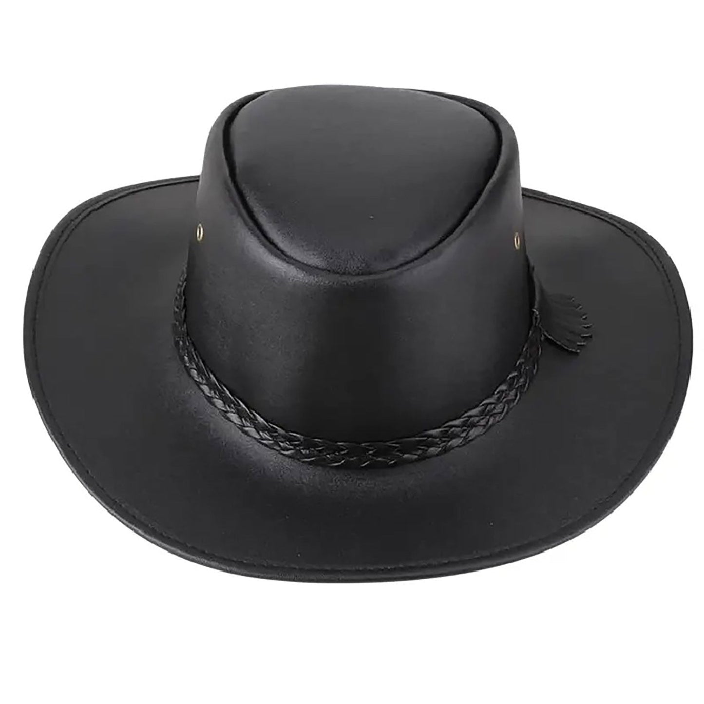 Black Faux Leather Cowboy Hat