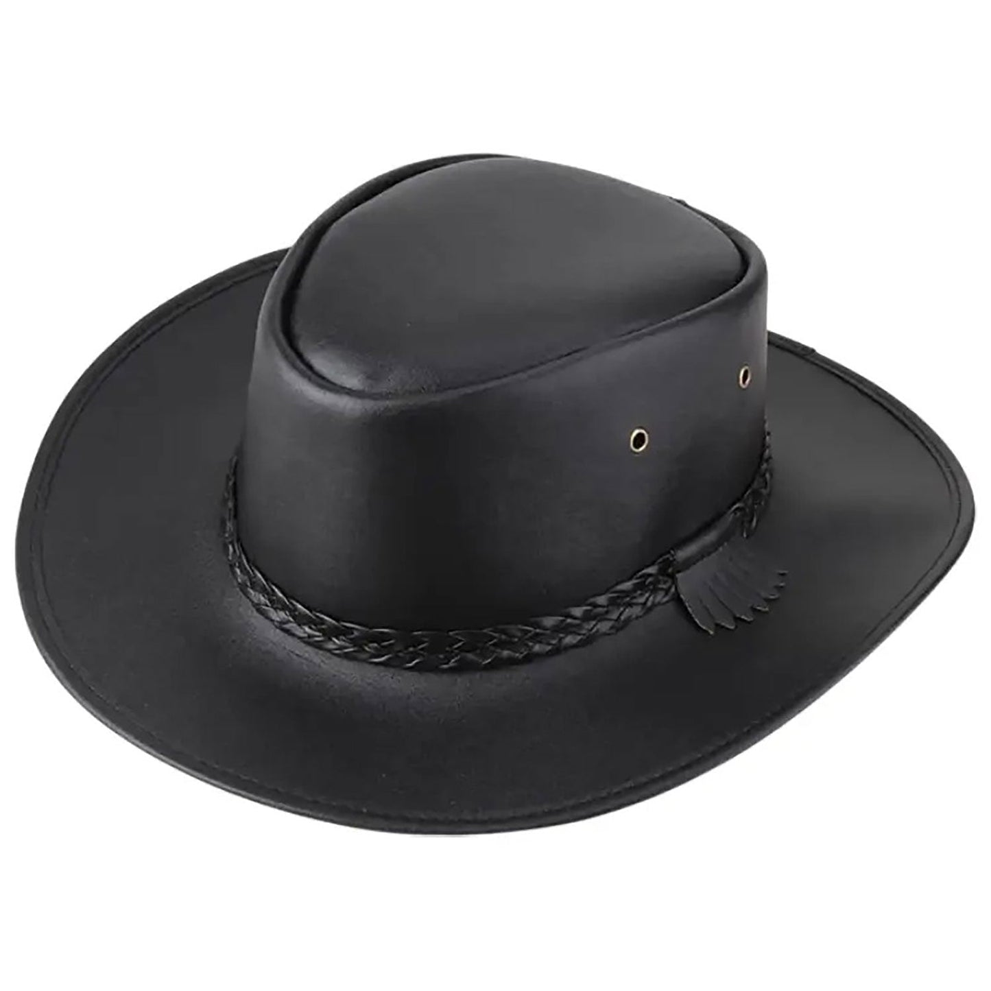 Black Faux Leather Cowboy Hat
