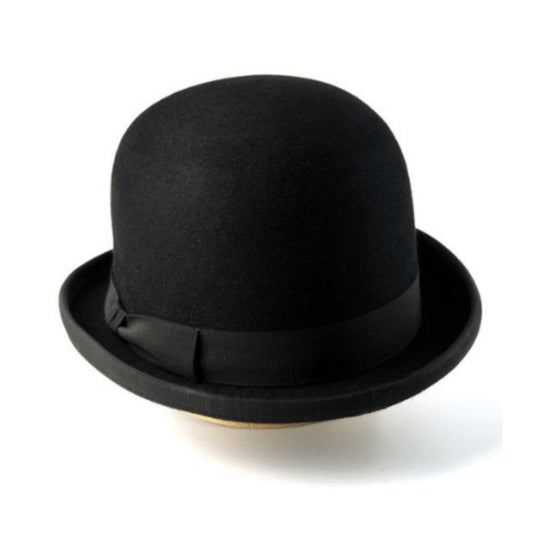 Bowler Hat The COKE Black Fur Felt Bowler Hat For Men Mens Formal Hats shown from the front, highlighting the crown and brim shape