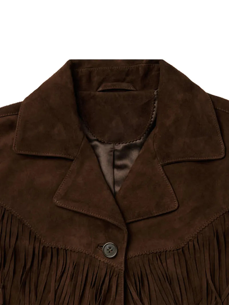 Brown Lamb Suede Fringed Jacket