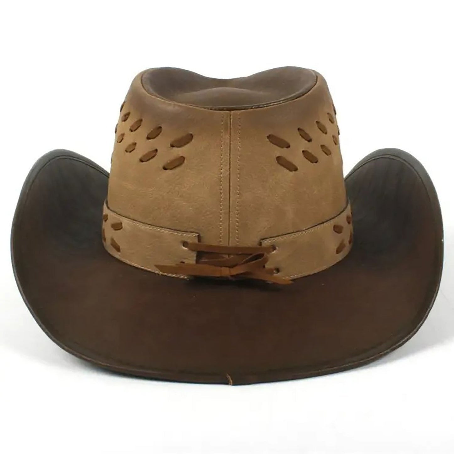 Brown Leather Cowboy Hat