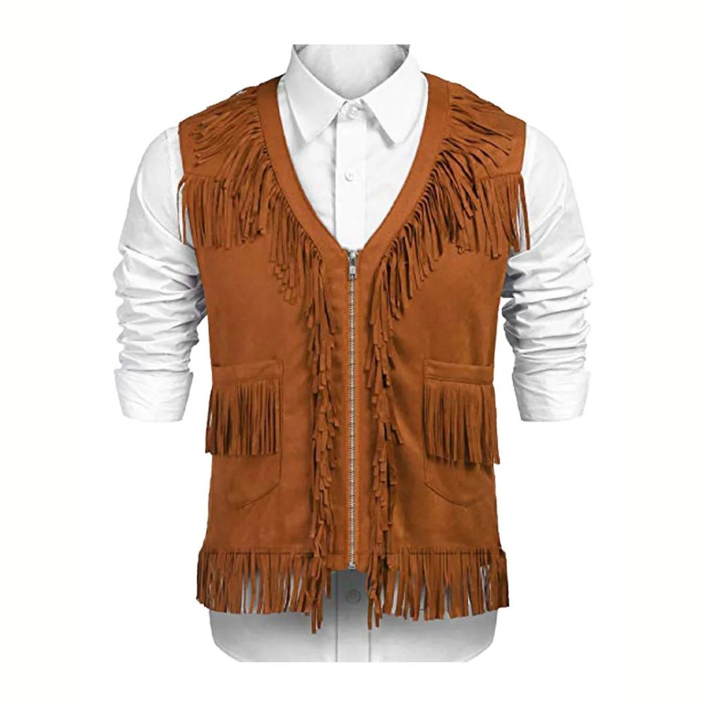 Brown Suede Fringe Cowboy Vest