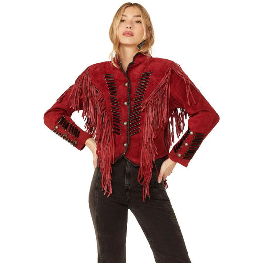 Cripple Creek Beaded Suede Fringe Jacket