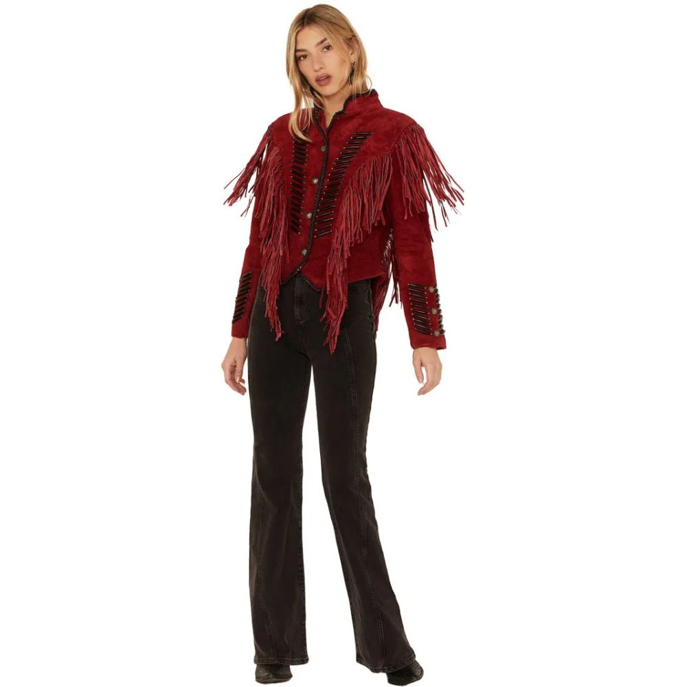 Cripple Creek Beaded Suede Fringe Jacket