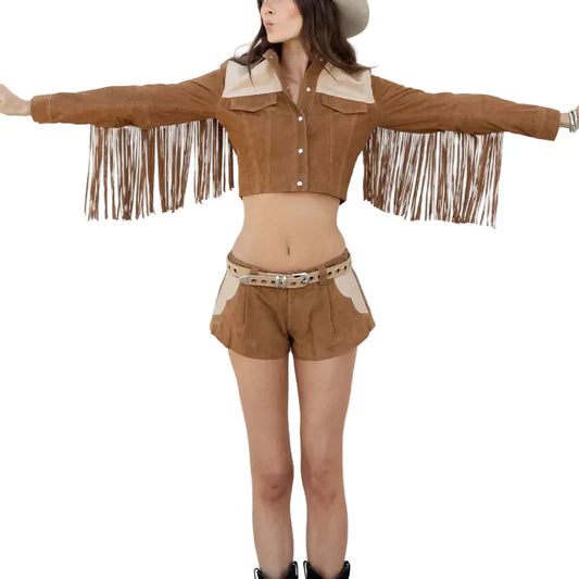 Cropped FRINGE Leather JACKET