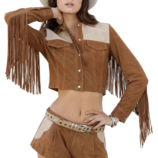 Cropped FRINGE Leather JACKET