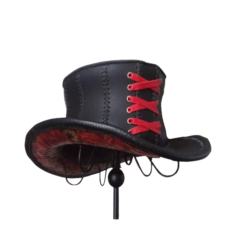 New Brand Top Hat Steampunk Leather Hat front view