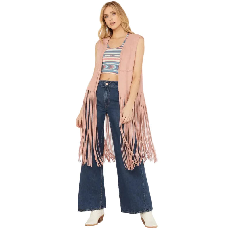 Fornia Women’s Fringe Faux Suede Vest