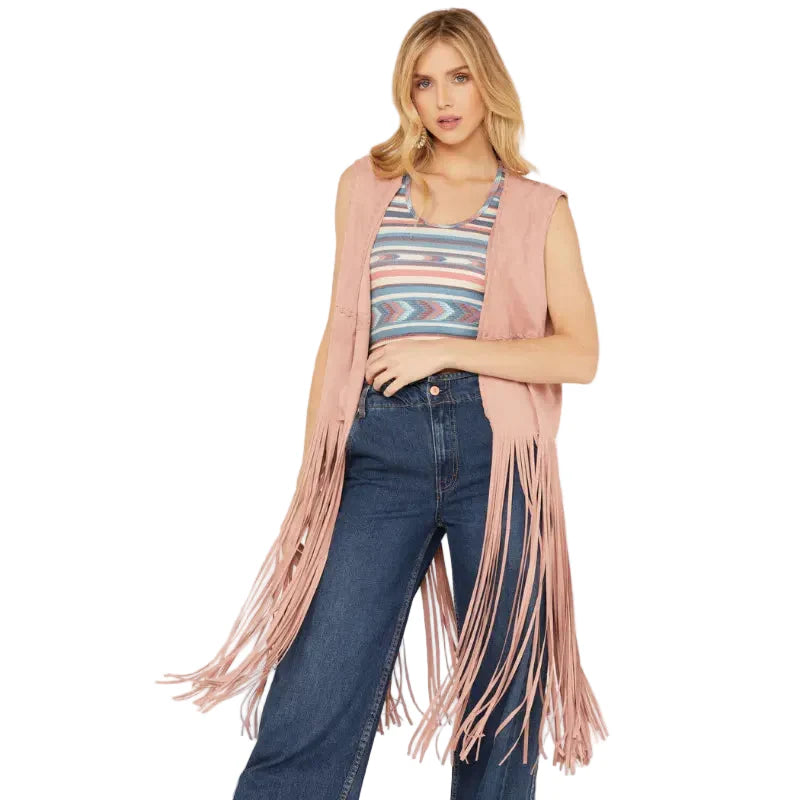 Fornia Women’s Fringe Faux Suede Vest
