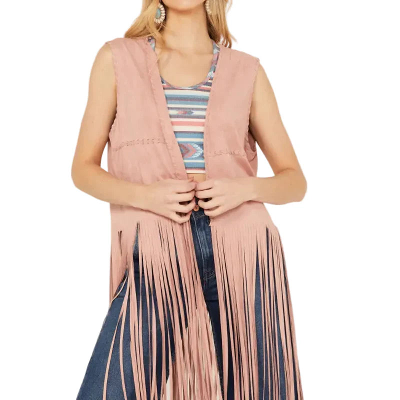 Fornia Women’s Fringe Faux Suede Vest