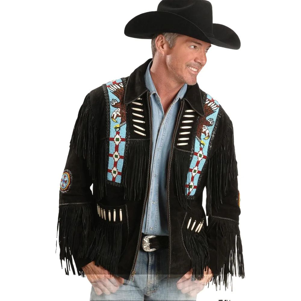 Fringed Suede Leather Jacket- Big Tall
