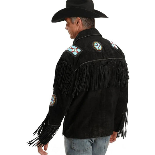 Fringed Suede Leather Jacket- Big Tall