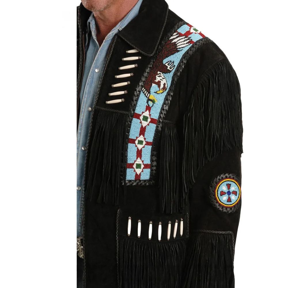 Fringed Suede Leather Jacket- Big Tall