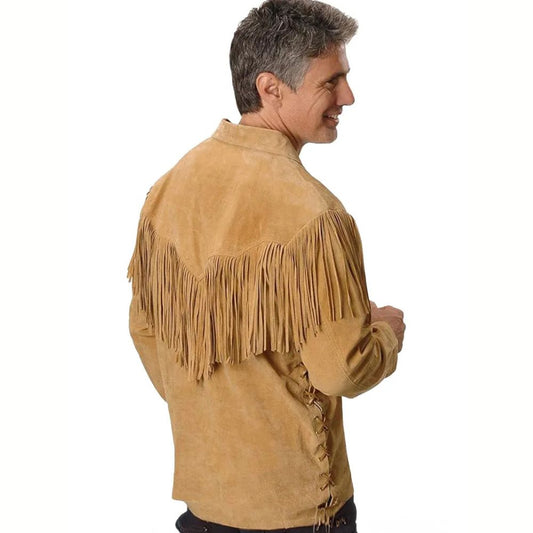 Fringed Suede Leather Long Sleeve Western Jacket