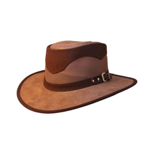 Gambler Cowboy Hat Leather Gambler Style Cowboy Hat shown from the front, highlighting the crown and brim shape
