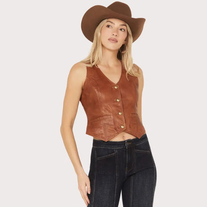 Idyllwind Women’s Fitted Button-Down Leather Vest