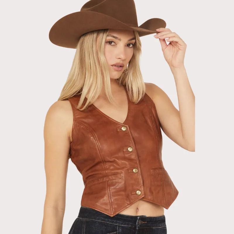 Idyllwind Women’s Fitted Button-Down Leather Vest