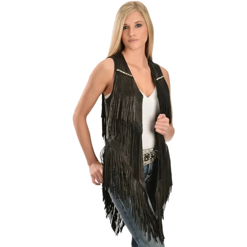 Kobler Leather Women’s Yucaipa Fringe & Rhinestone Leather Vest