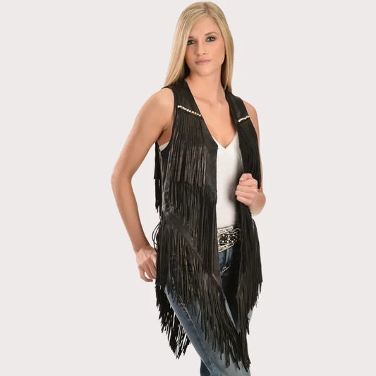 Kobler Leather Women’s Yucaipa Fringe & Rhinestone Leather Vest