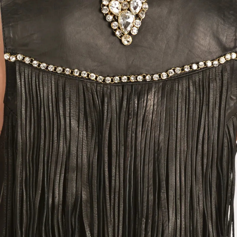 Kobler Leather Women’s Yucaipa Fringe & Rhinestone Leather Vest