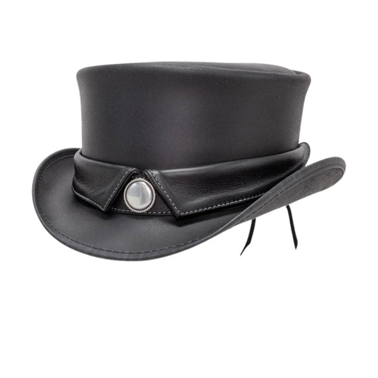 Marlow Collar Band Top Hat shown from the front, highlighting the crown and brim shape