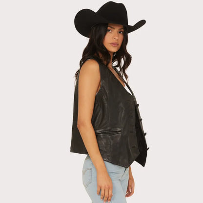 Mauritius Leather Women’s Button-Down Leather Vest