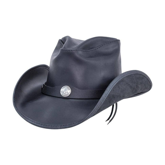 Mens American Leather Cowboy Hat shown from the front, highlighting the crown and brim shape