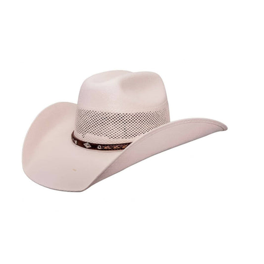 Mens Straw Cowboy Hat shown from the front, highlighting the crown and brim shape