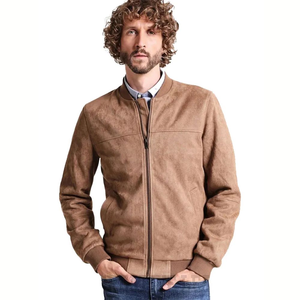 Mens Suede Bomber Leather Jacket
