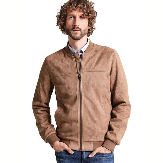 Mens Suede Bomber Leather Jacket