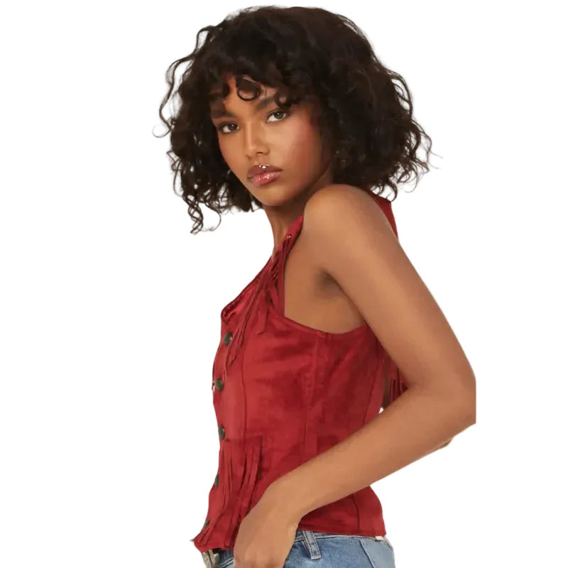Rock & Roll Denim Women’s Fringe Faux Suede Vest