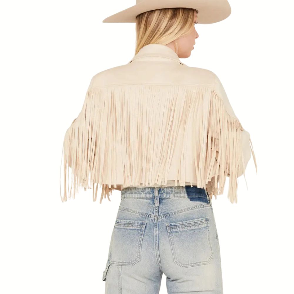 Saints & Hearts Women’s Suede Cropped Fringe Jacket