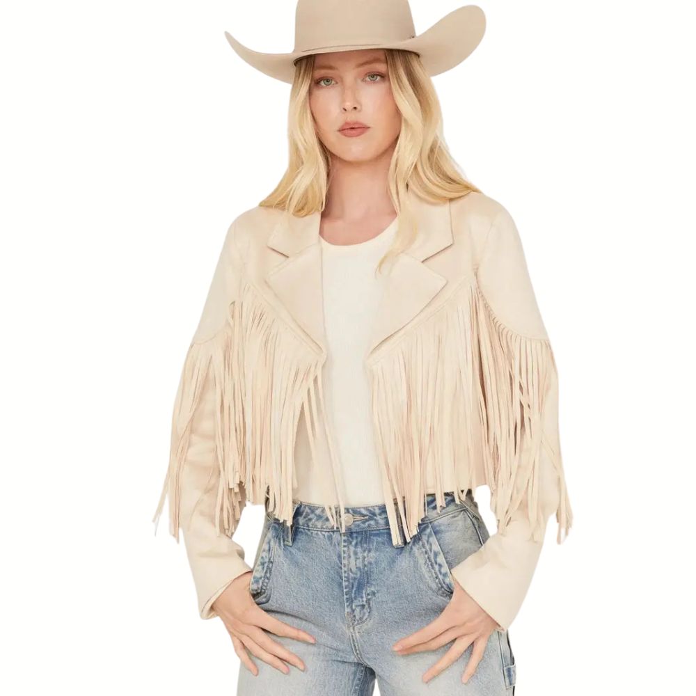 Saints & Hearts Women’s Suede Cropped Fringe Jacket