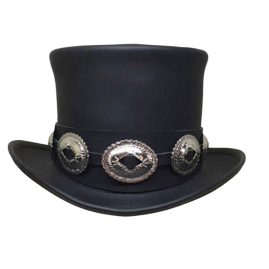 Slash Rocker Guitar Band Top Hat shown from the front, highlighting the crown and brim shape