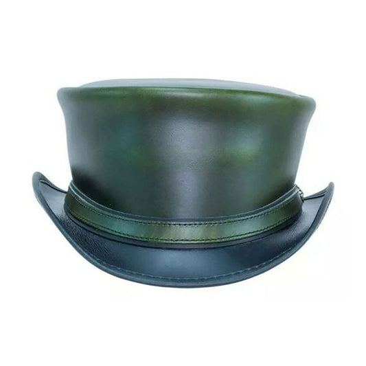 Steampunk Green El Dorado Motorcycle Ban Biker Leather Hat