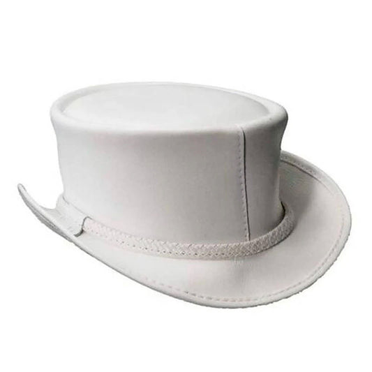Steampunk white Ghost El Dorado Motorcycle Ban Biker Leather Hat