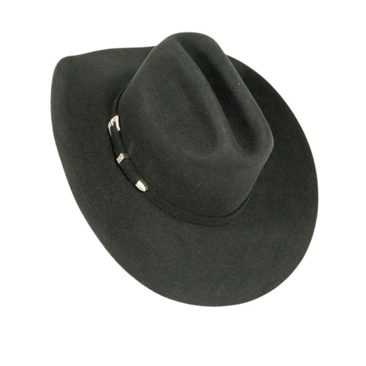 Traveller Hat Big Australian Black Felt - Statesman shown from the front, highlighting the crown and brim shape