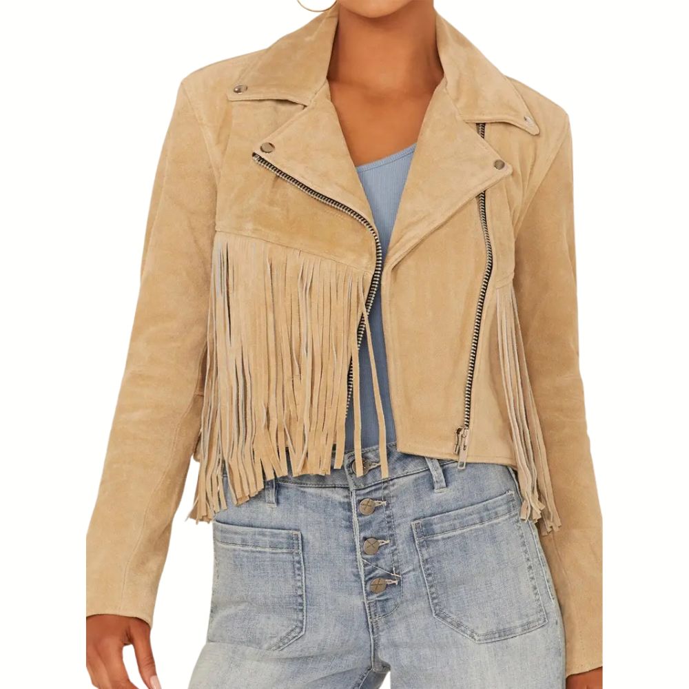 Understated Leather Women’s Fearless Fringe Suede Jacket