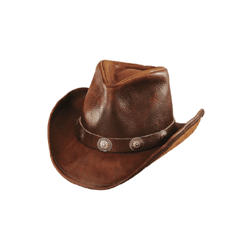 Brown Leather Cowboy Hat front view